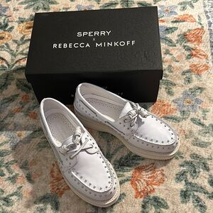 NWT Sperry x Rebecca Minkoff White stud Boat Shoes